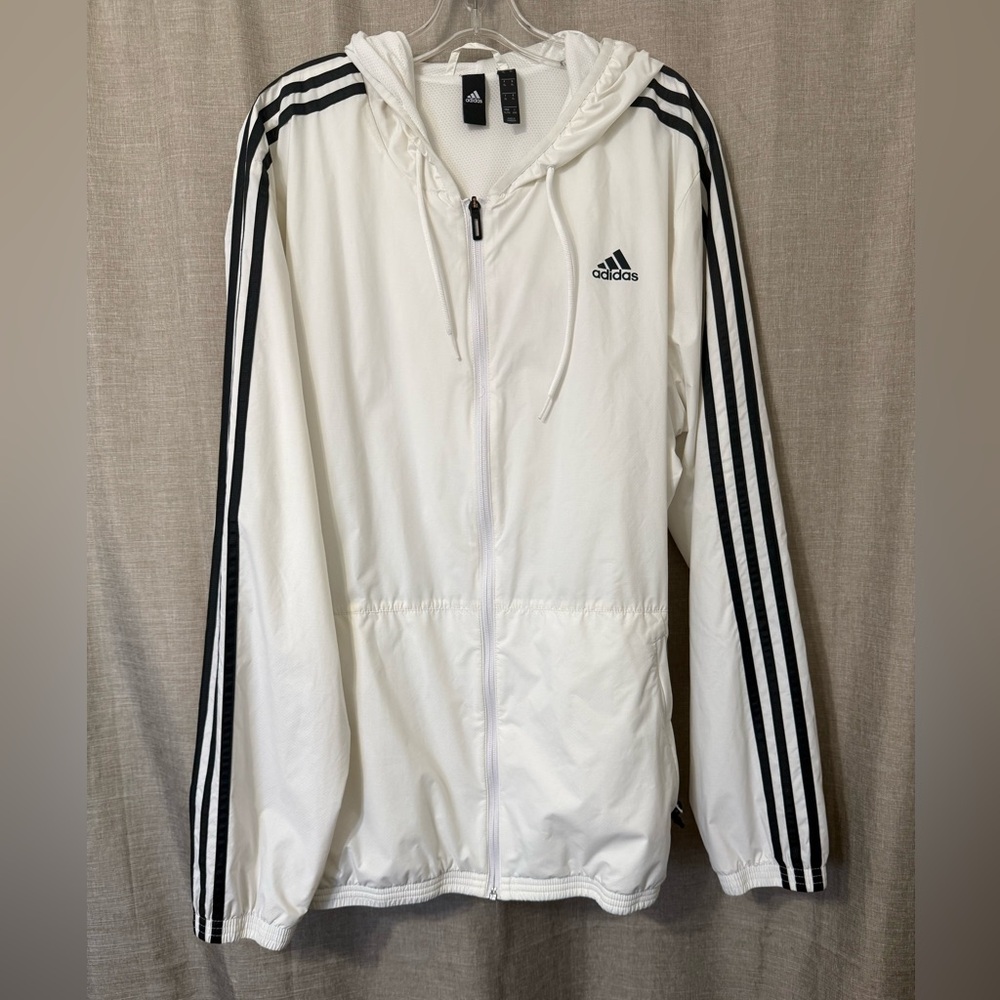 ADIDAS windbreaker. XL. True white. Never worn.